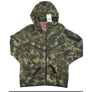 Nike Tech Windrunner Fleece Men’s Full-Zip Hoodie SMALL Olive HV5055-276 Camo
